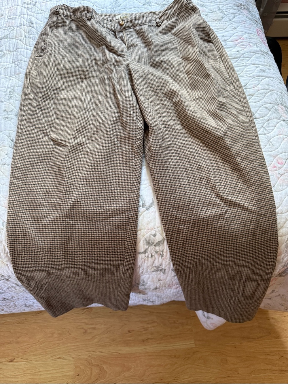 L.L. Bean Brown Small-Check Woman’s  Pants